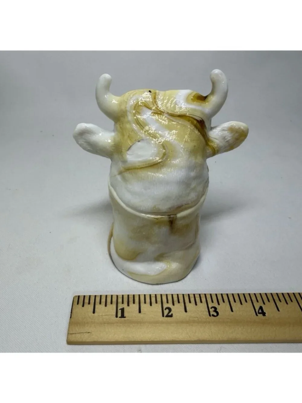 Antique Bull Head Slag Glass Mustard Jar & Bowl Lid Rare Caramel Shards Art READ